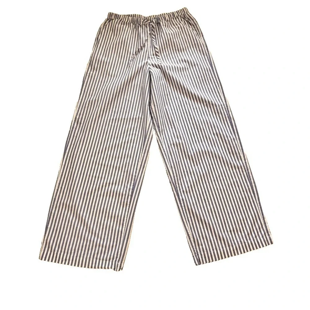 Rails Emmie Blue White 100% Cotton Wide Legs Pants M wide-leg high-rise Light